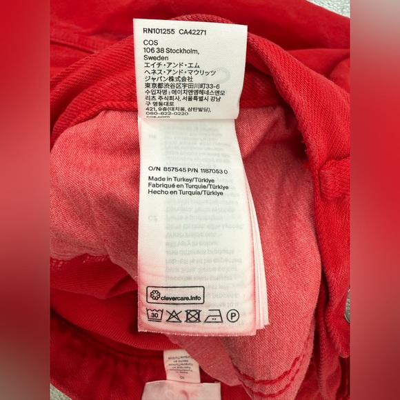 COS Wide Leg Red Drawstring Denim Jean Trousers - Picture 11 of 12